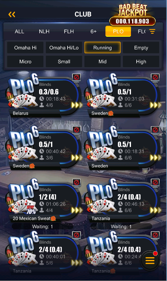 PokerBROS Diamond Union PLO Cash Game